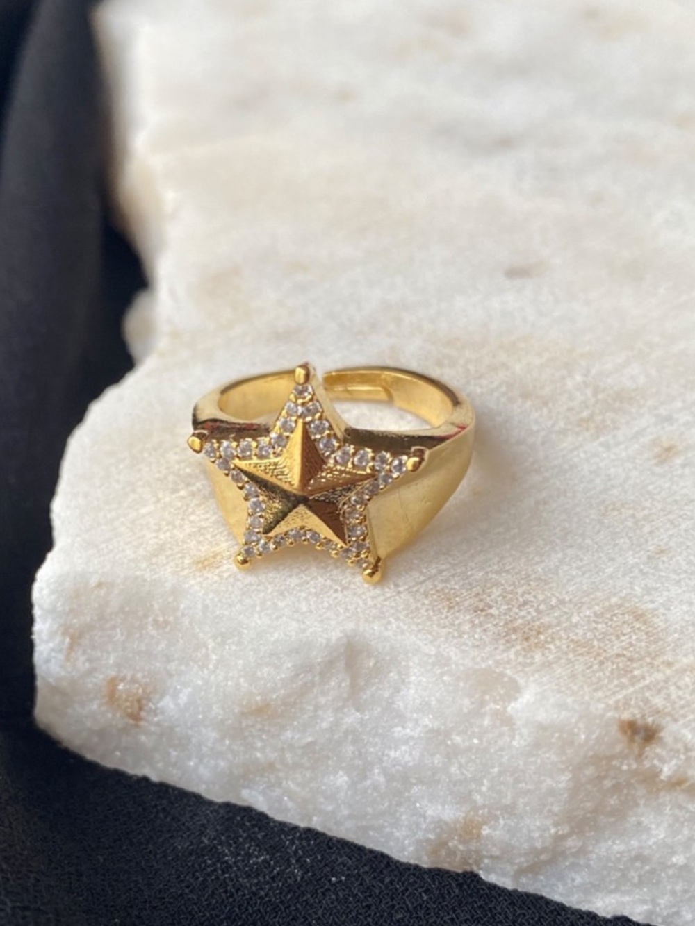 Gold ADEM STAR Crystal Accent Statement Ring. SZ 7.  NEW